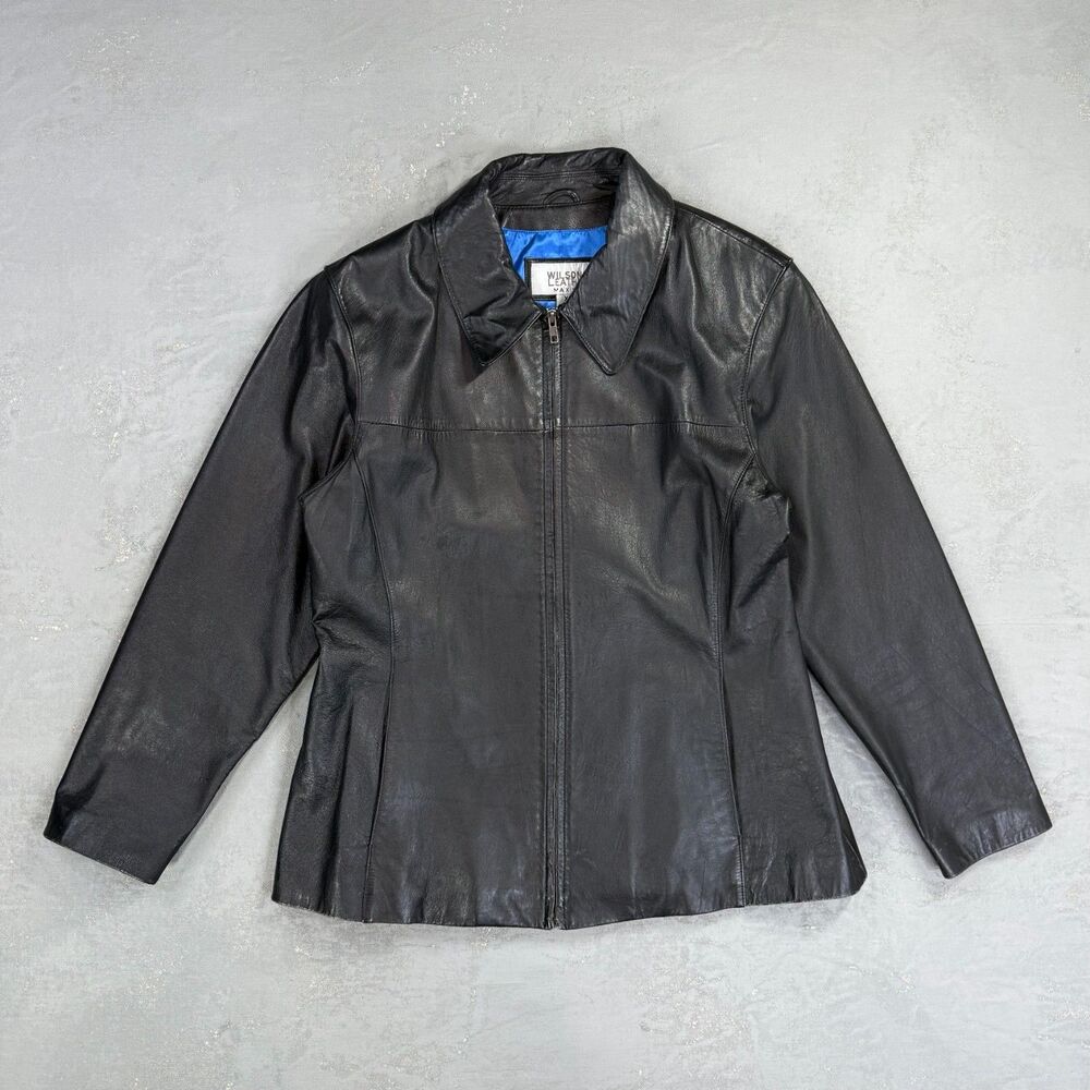 Vintage Wilsons Leather Maxima Black Zip Front Leather Jacket Women's XL